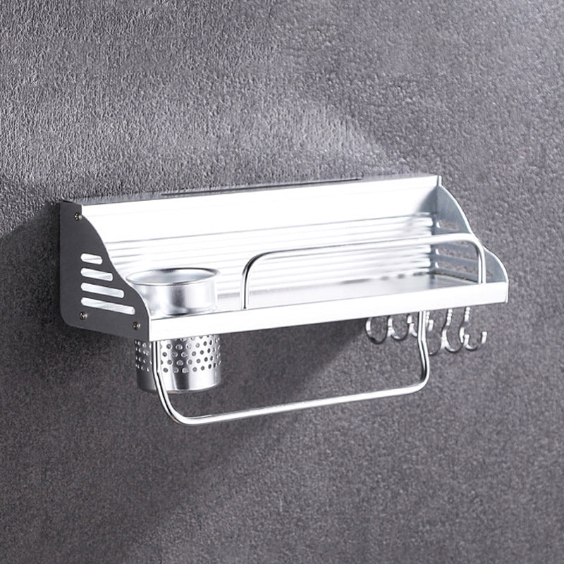 ELECTROPRIME 40cm 1 Cup 6 Hooks Multi-function Kitchen Punching-free Wall-mounted Plastic Edge Condiment Holder Storage Rack