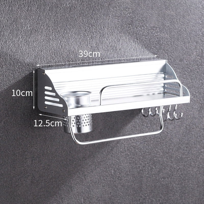 ELECTROPRIME 40cm 1 Cup 6 Hooks Multi-function Kitchen Punching-free Wall-mounted Plastic Edge Condiment Holder Storage Rack