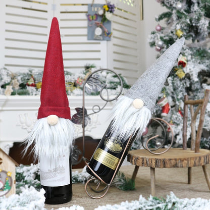 ELECTROPRIME 2 PCS CX20214 Faceless Doll Wine Bottle Bag Christmas  Decoration(Red)