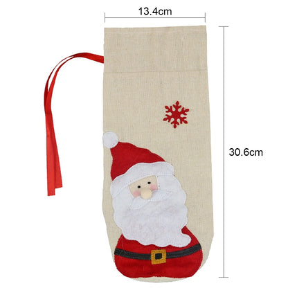 ELECTROPRIME 2 PCS CX20215 Santa Claus Pattern Wine Bottle Bag Christmas Decoration