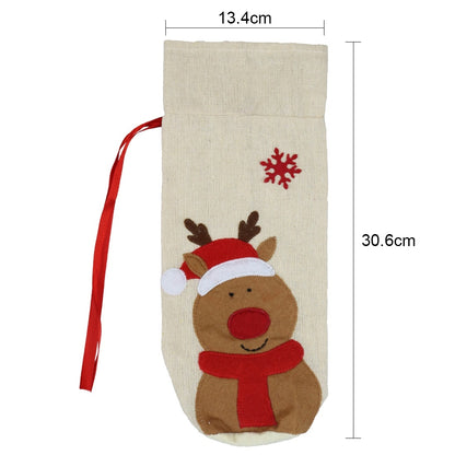 ELECTROPRIME 2 PCS CX20215 Elk Pattern Wine Bottle Bag Christmas Decoration