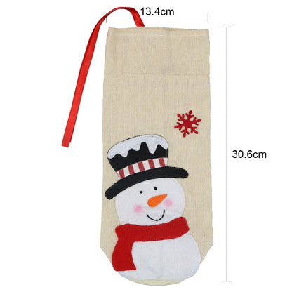 ELECTROPRIME 2 PCS CX20215 Snowman Pattern Wine Bottle Bag Christmas Decoration