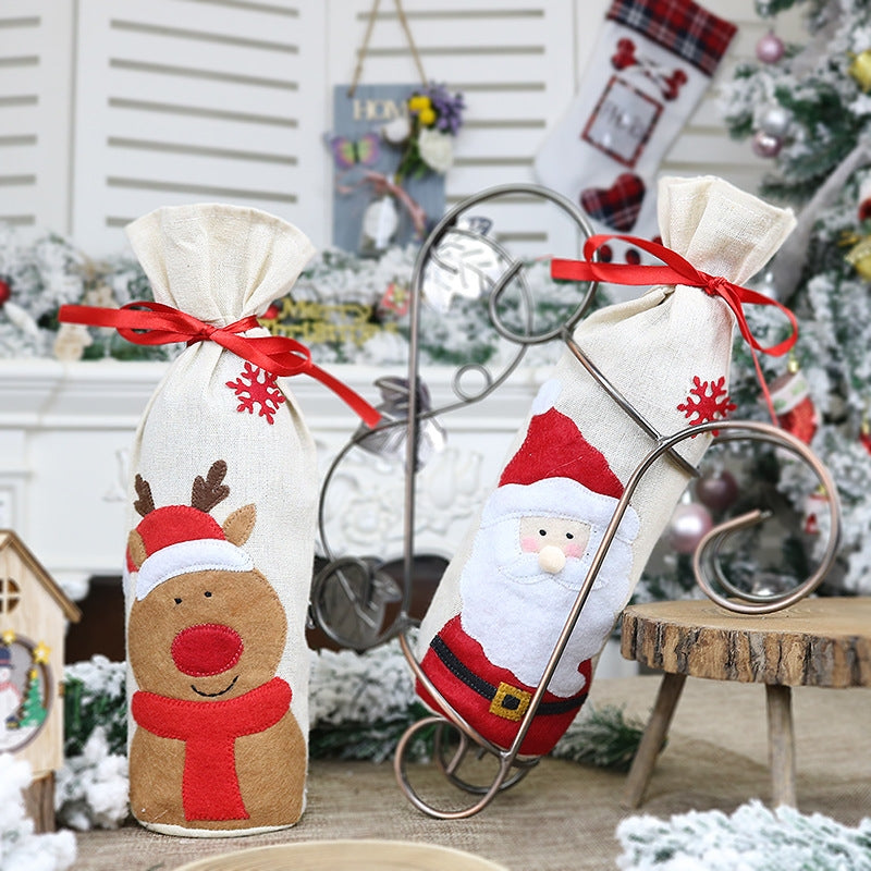 ELECTROPRIME 2 PCS CX20215 Snowman Pattern Wine Bottle Bag Christmas Decoration