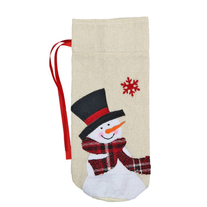 ELECTROPRIME 2 PCS CX20216 Snowman Pattern Wine Bottle Bag Christmas Decoration
