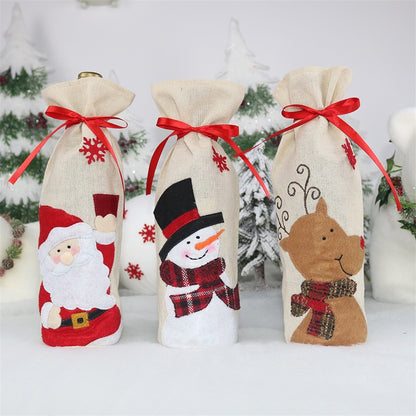 ELECTROPRIME 2 PCS CX20216 Elk Pattern Wine Bottle Bag Christmas Decoration