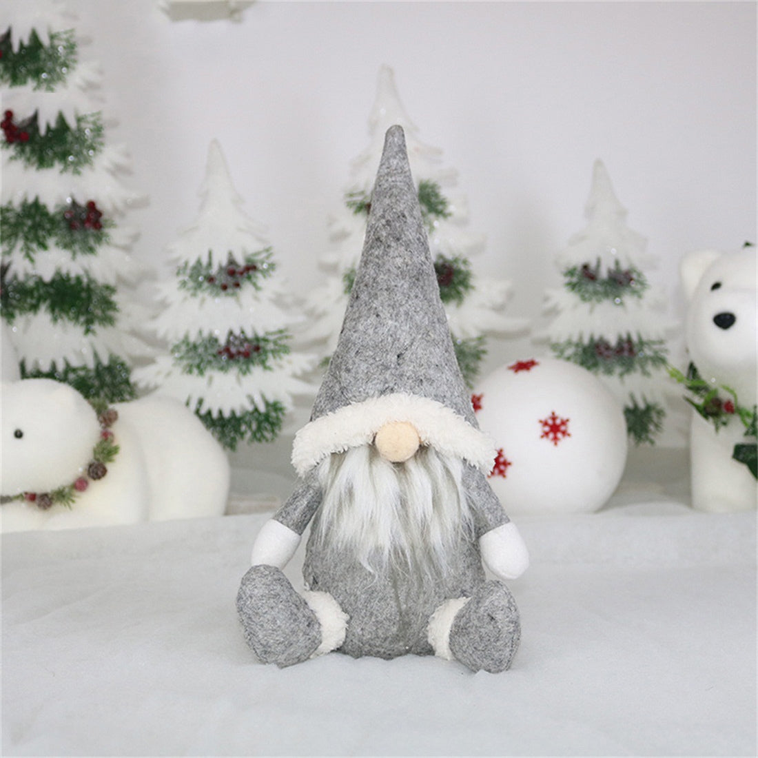 ELECTROPRIME CX20217 Faceless Doll Window Ornament Christmas Decoration(Grey)