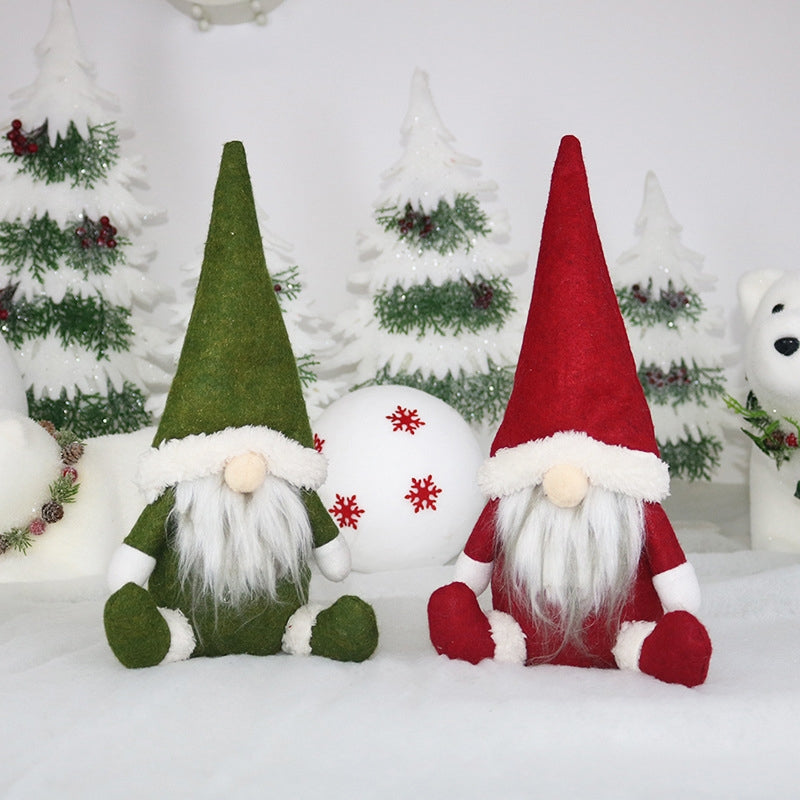 ELECTROPRIME CX20217 Faceless Doll Window Ornament Christmas Decoration(Red)