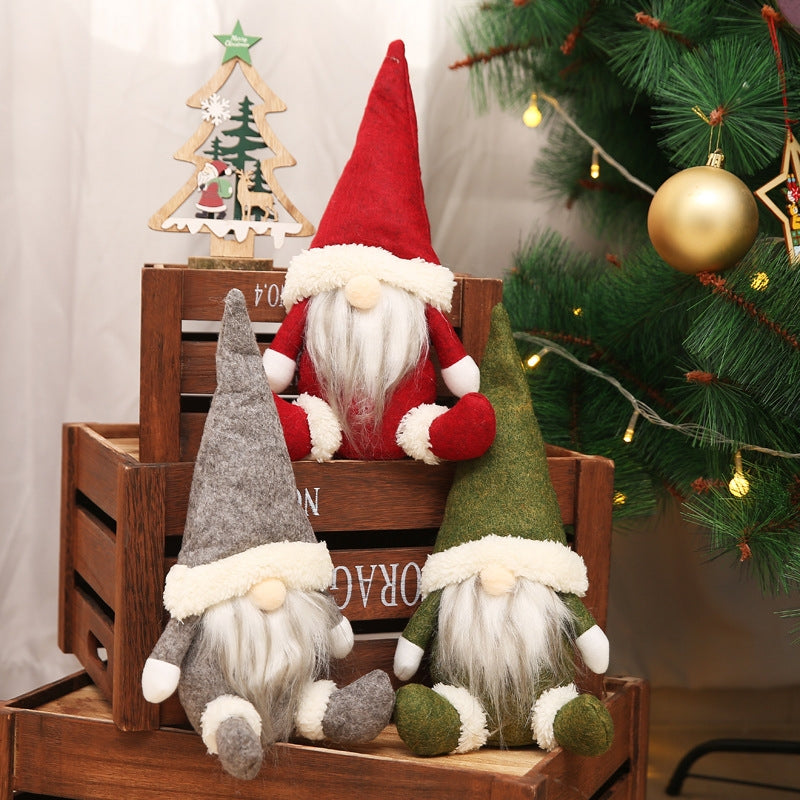 ELECTROPRIME CX20217 Faceless Doll Window Ornament Christmas Decoration(Red)
