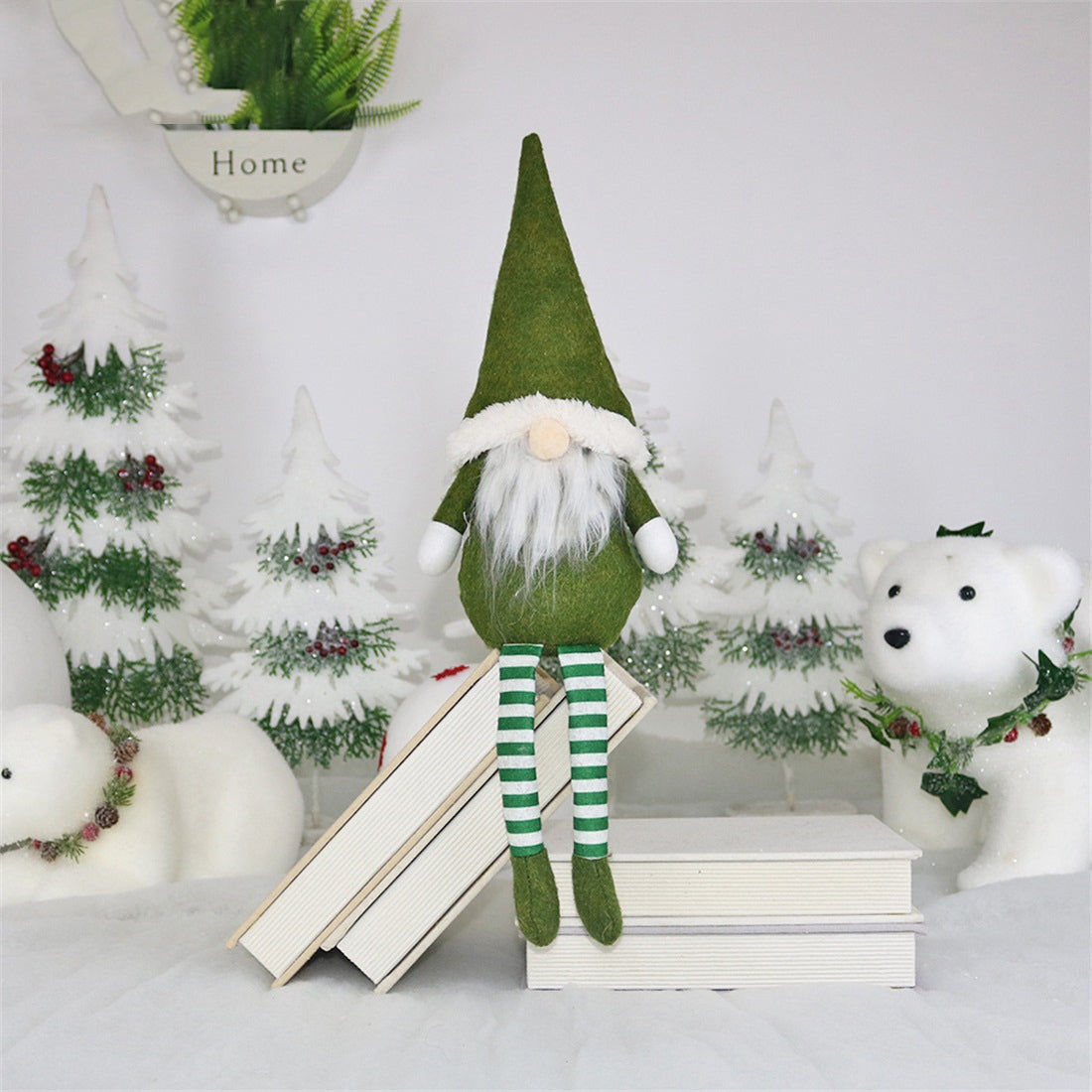 ELECTROPRIME CX20218 Faceless Long-legged Sitting Doll Window Ornament Christmas Decoration(Green)