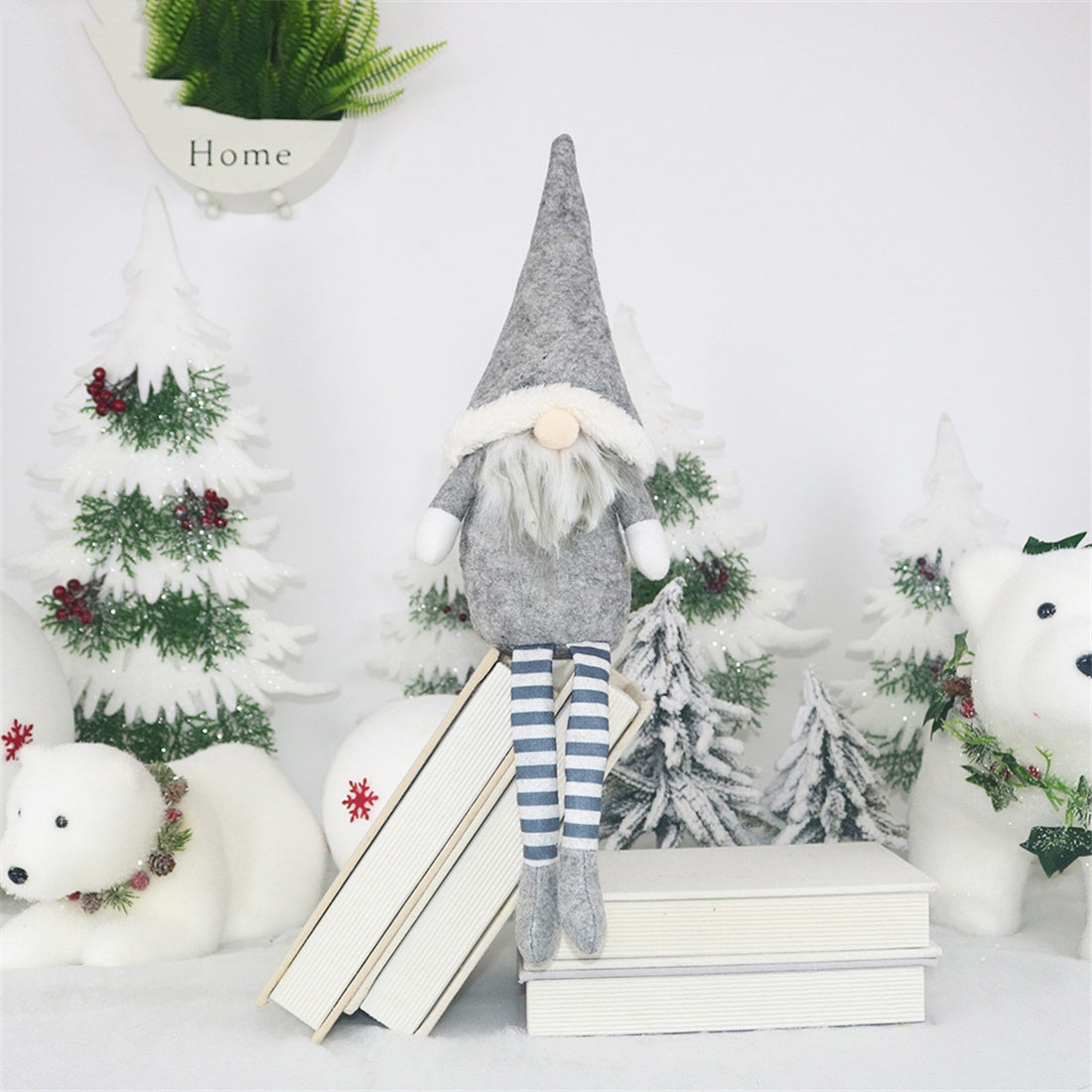 ELECTROPRIME CX20218 Faceless Long-legged Sitting Doll Window Ornament Christmas Decoration(Grey)