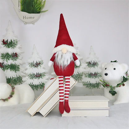 ELECTROPRIME CX20218 Faceless Long-legged Sitting Doll Window Ornament Christmas Decoration(Red)