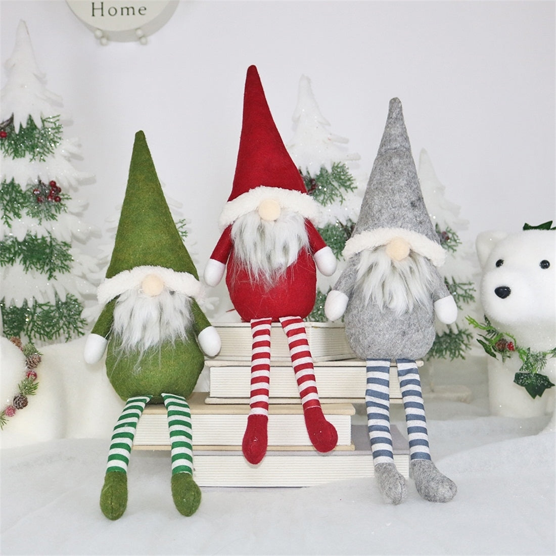 ELECTROPRIME CX20218 Faceless Long-legged Sitting Doll Window Ornament Christmas Decoration(Green)