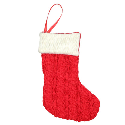 ELECTROPRIME 2 PCS CX20220 Christmas Wool Knitting Sock Gift Bag Christmas Tree Pendant Decoration(Red)
