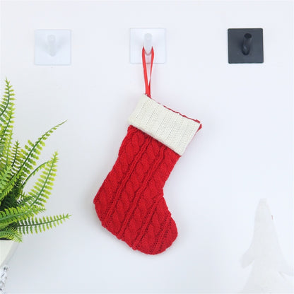 ELECTROPRIME 2 PCS CX20220 Christmas Wool Knitting Sock Gift Bag Christmas Tree Pendant Decoration(Red)