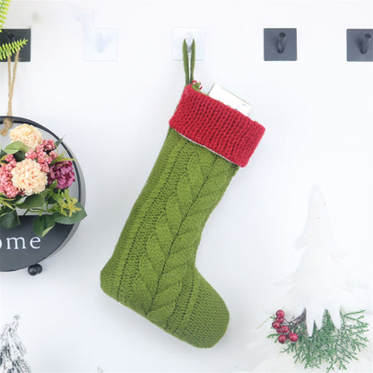 ELECTROPRIME CX20221 Christmas Wool Knitting Sock Gift Bag Christmas Tree Pendant Decoration(Green)