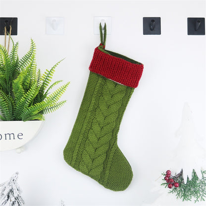 ELECTROPRIME CX20221 Christmas Wool Knitting Sock Gift Bag Christmas Tree Pendant Decoration(Green)