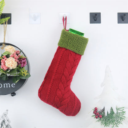 ELECTROPRIME CX20221 Christmas Wool Knitting Sock Gift Bag Christmas Tree Pendant Decoration(Red)