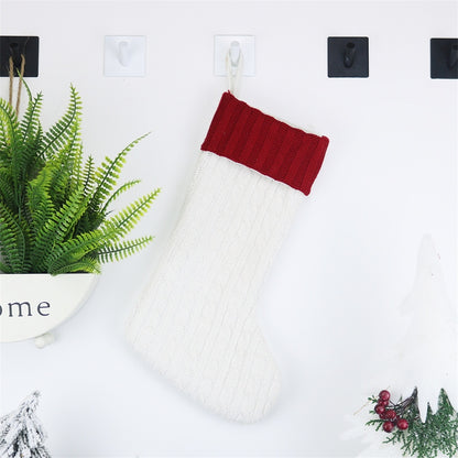 ELECTROPRIME CX20221 Christmas Wool Knitting Sock Gift Bag Christmas Tree Pendant Decoration(White)