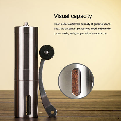 ELECTROPRIME Portable Conical Burr Mill Manual Stainless Steel Hand Crank Coffee Bean Grinder, Capacity: 40g