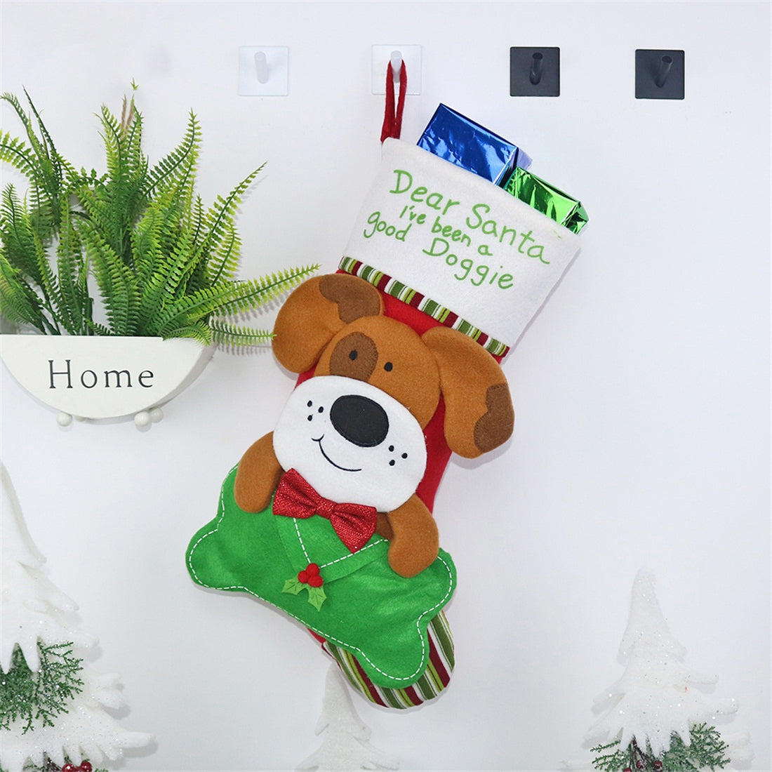 ELECTROPRIME CX20224 Dog Pattern Christmas Sock Gift Bag Christmas Tree Pendant Decoration