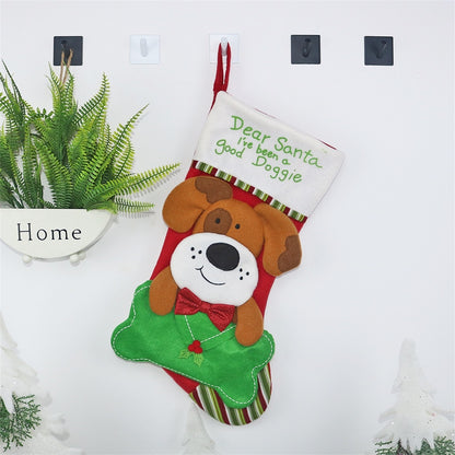 ELECTROPRIME CX20224 Dog Pattern Christmas Sock Gift Bag Christmas Tree Pendant Decoration
