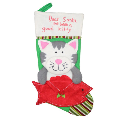 ELECTROPRIME CX20224 Cat Pattern Christmas Sock Gift Bag Christmas Tree Pendant Decoration