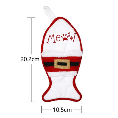 ELECTROPRIME CX20223 Multi-function Fish Shape Christmas Sock Gift Bag Knife Fork Sleeve Christmas Tree Pendant Decoration(White)