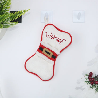 ELECTROPRIME CX20223 Multi-function Bone Shape Christmas Sock Gift Bag Knife Fork Sleeve Christmas Tree Pendant Decoration(White)