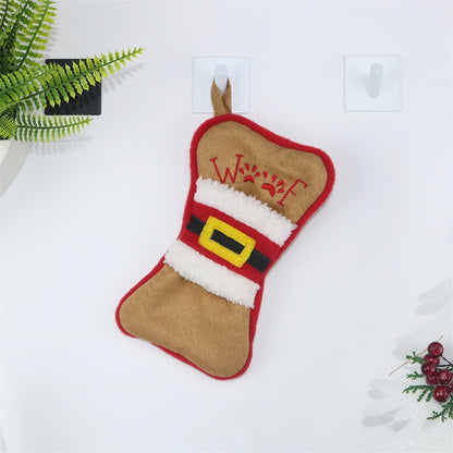ELECTROPRIME CX20223 Multi-function Bone Shape Christmas Sock Gift Bag Knife Fork Sleeve Christmas Tree Pendant Decoration(Brown)