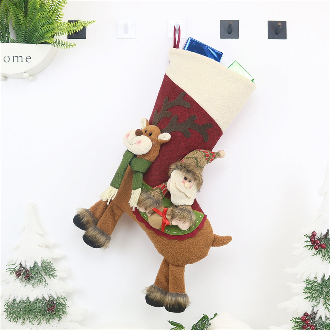 ELECTROPRIME CX20226 Santa Claus Pattern Christmas Sock Gift Bag Christmas Tree Pendant Decoration