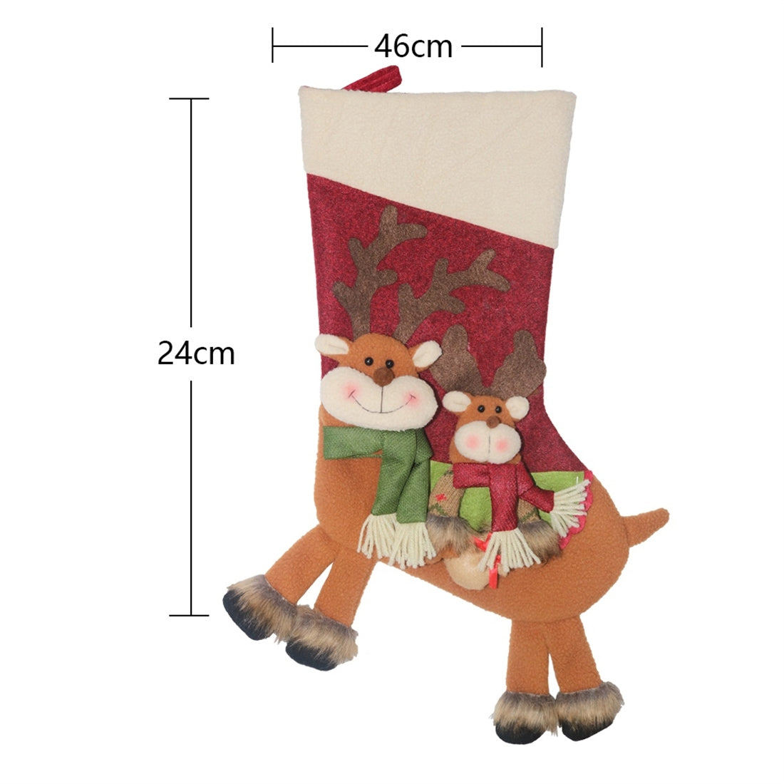 ELECTROPRIME CX20226 Elk Pattern Christmas Sock Gift Bag Christmas Tree Pendant Decoration