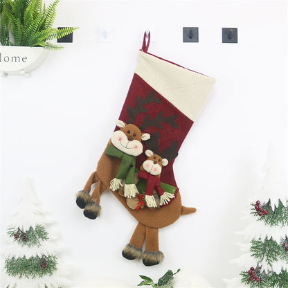 ELECTROPRIME CX20226 Elk Pattern Christmas Sock Gift Bag Christmas Tree Pendant Decoration