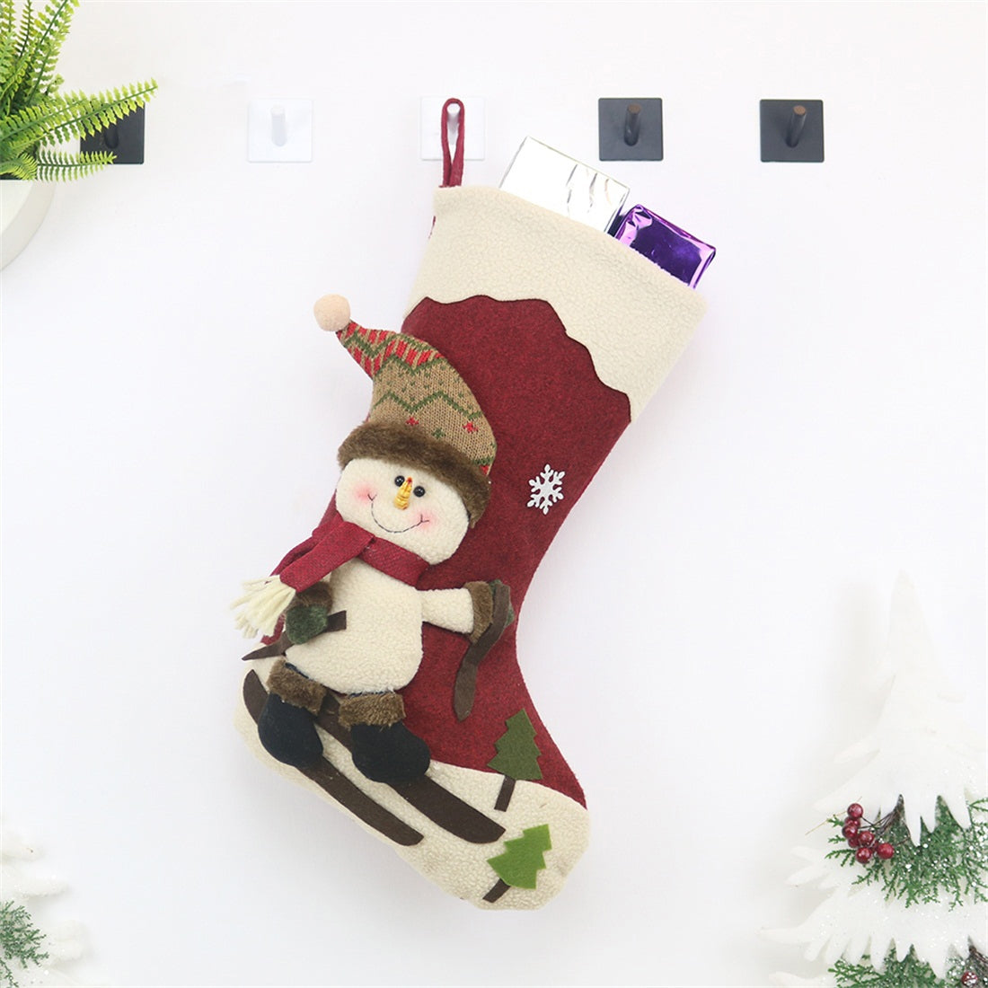 ELECTROPRIME CX20227 Snowman Pattern Christmas Sock Gift Bag Christmas Tree Pendant Decoration