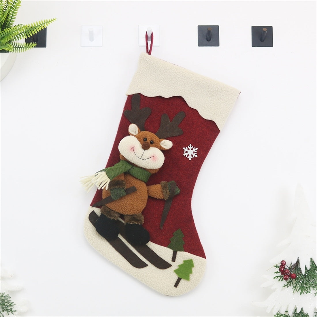 ELECTROPRIME CX20227 Elk Pattern Christmas Sock Gift Bag Christmas Tree Pendant Decoration