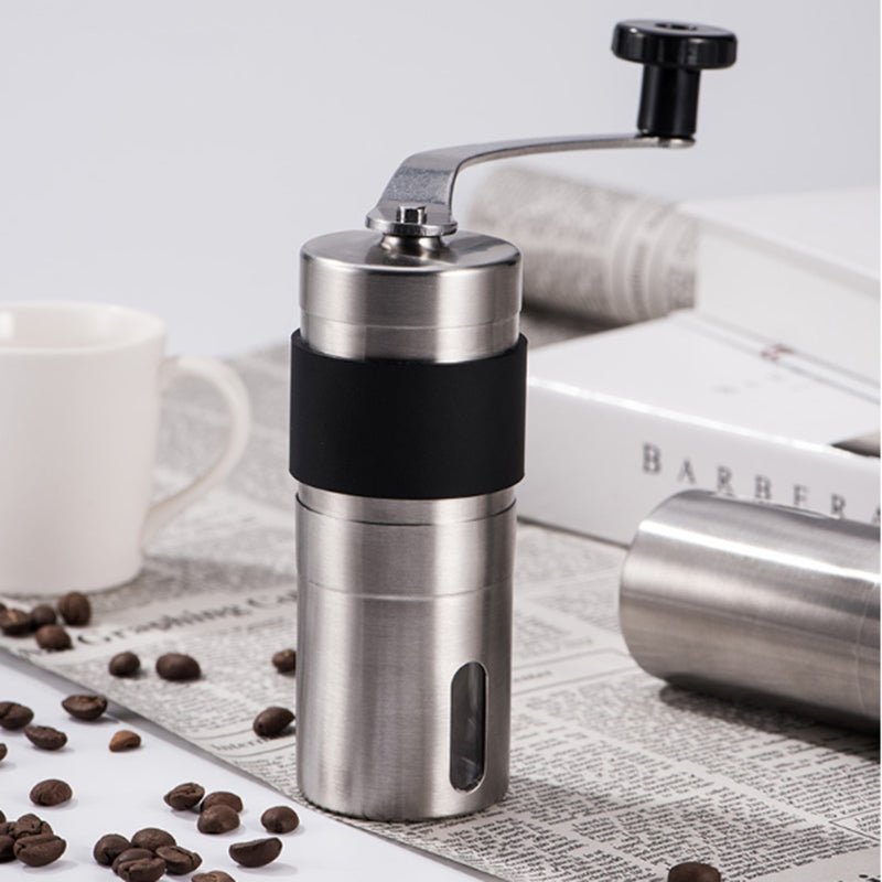 ELECTROPRIME Portable Conical Burr Mill Manual Stainless Steel Hand Crank Coffee Bean Grinder with Silicone Ring, Capacity: 40g