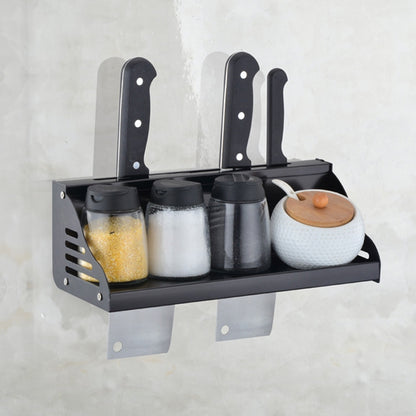 ELECTROPRIME 30cm Kitchen Multi-function Wall-mounted Condiment Holder Storage Rack (Black)