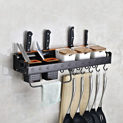 ELECTROPRIME 60cm 2 Cups Kitchen Multi-function Wall-mounted Storage Rack Holder (Black)