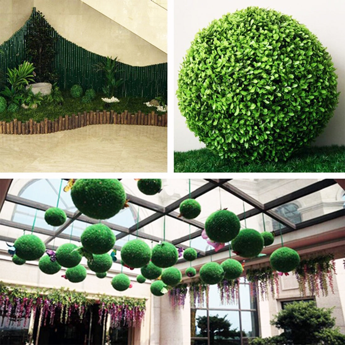 ELECTROPRIME Artificial Green Eucalyptus Plant Ball Tree Wedding Event Home Outdoor Decoration Hanging Ornament, Diameter: 7.5 inch