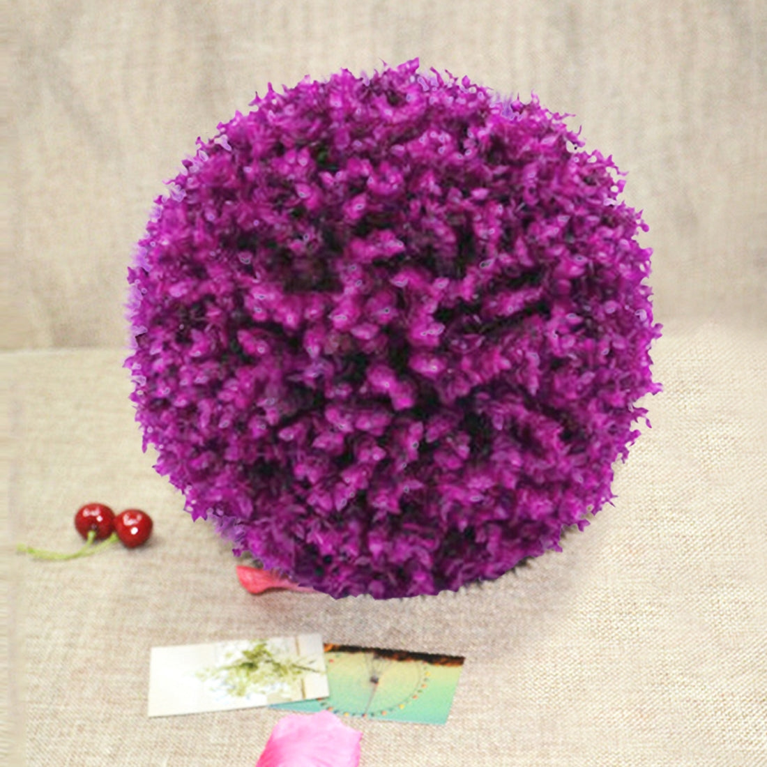 ELECTROPRIME Artificial Purple Eucalyptus Plant Ball Tree Wedding Event Home Outdoor Decoration Hanging Ornament, Diameter: 7.5 inch