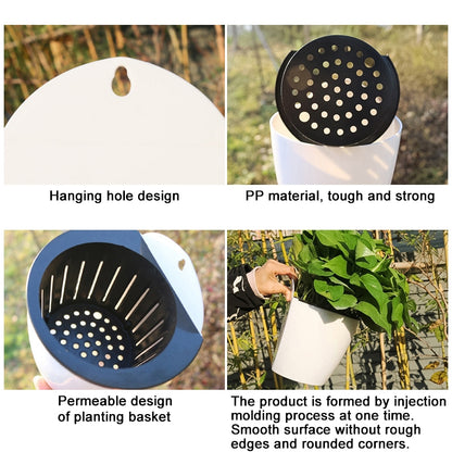 ELECTROPRIME Self-Watering Planter Grow Plants Lazy Flower Pots Wall-hanging Round Resin Plastic Flower Pots, Size: 18x12.5x16cm(White)