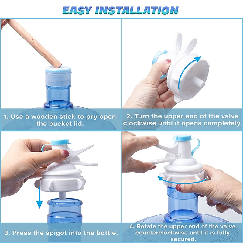 ELECTROPRIME PP Water Bottle Faucet Dispenser Valve for 55mm Crown Top Bottle with Dustproof Cover