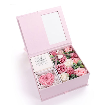 ELECTROPRIME Creative Valentine Day Gift Soap Flower Rose Gift Box Souvenir (Pink)