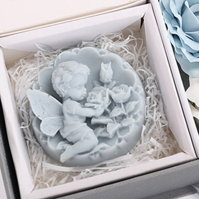 ELECTROPRIME Creative Valentine Day Gift Soap Flower Rose Gift Box Souvenir (Blue)