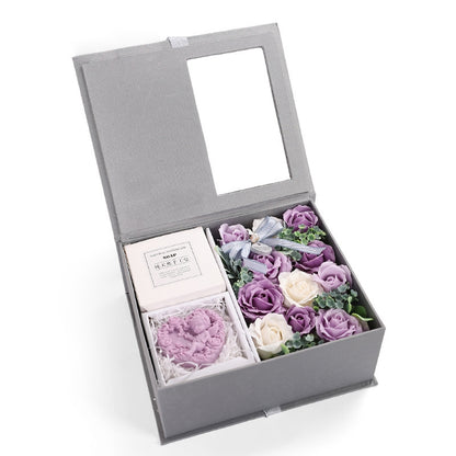 ELECTROPRIME Creative Valentine Day Gift Soap Flower Rose Gift Box Souvenir (Purple)