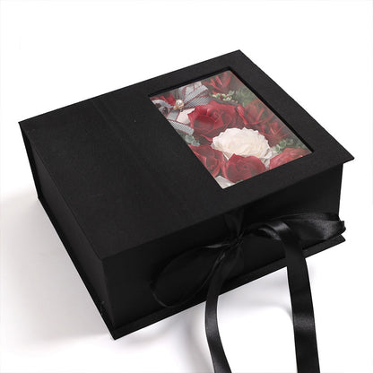 ELECTROPRIME Creative Valentine Day Gift Soap Flower Rose Gift Box Souvenir (Red)