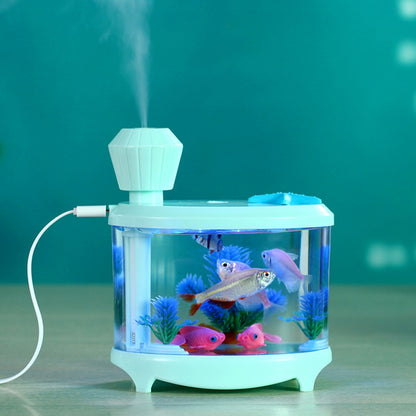 ELECTROPRIME 460ML Fish Tank Style Ultrasonic Aromatherapy Air Purifier Humidifier USB Atomizer with LED Night Light(Green)