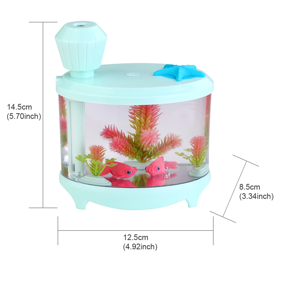ELECTROPRIME 460ML Fish Tank Style Ultrasonic Aromatherapy Air Purifier Humidifier USB Atomizer with LED Night Light(Green)