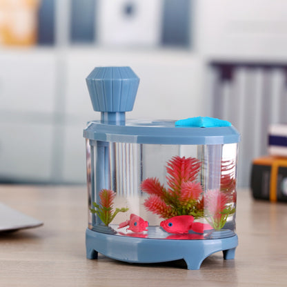 ELECTROPRIME 460ML Fish Tank Style Ultrasonic Aromatherapy Air Purifier Humidifier USB Atomizer with LED Night Light(Blue)