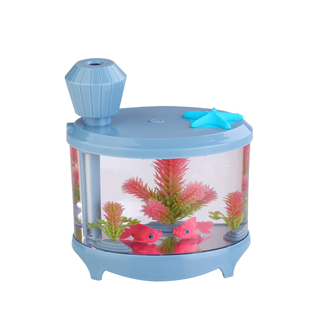 ELECTROPRIME 460ML Fish Tank Style Ultrasonic Aromatherapy Air Purifier Humidifier USB Atomizer with LED Night Light(Blue)