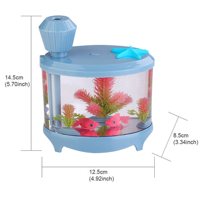 ELECTROPRIME 460ML Fish Tank Style Ultrasonic Aromatherapy Air Purifier Humidifier USB Atomizer with LED Night Light(Blue)
